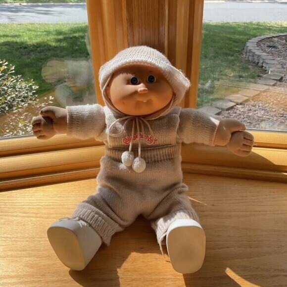 1978 1983 O.A.A CPK Cabbage Patch Kid Clothing and Shoes One Tooth Blue Eyes 16" - Picture 2 of 9